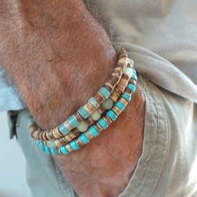 Wholesale simple turquoise wooden bead bracelet