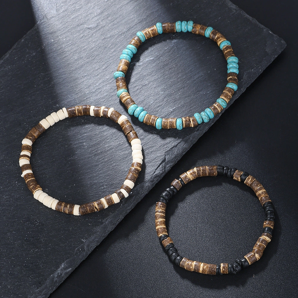 Wholesale simple turquoise wooden bead bracelet