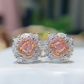Wholesale Simulated Argyle Pink Copper Earrings