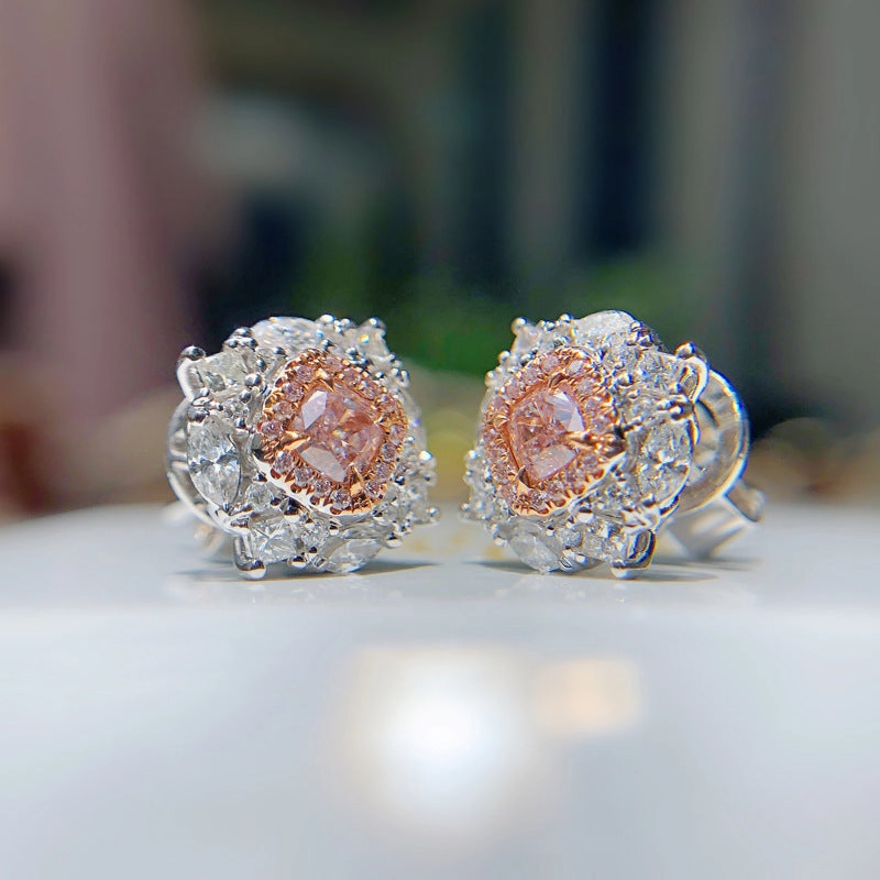 Wholesale Simulated Argyle Pink Copper Earrings