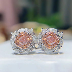 Wholesale Simulated Argyle Pink Copper Earrings