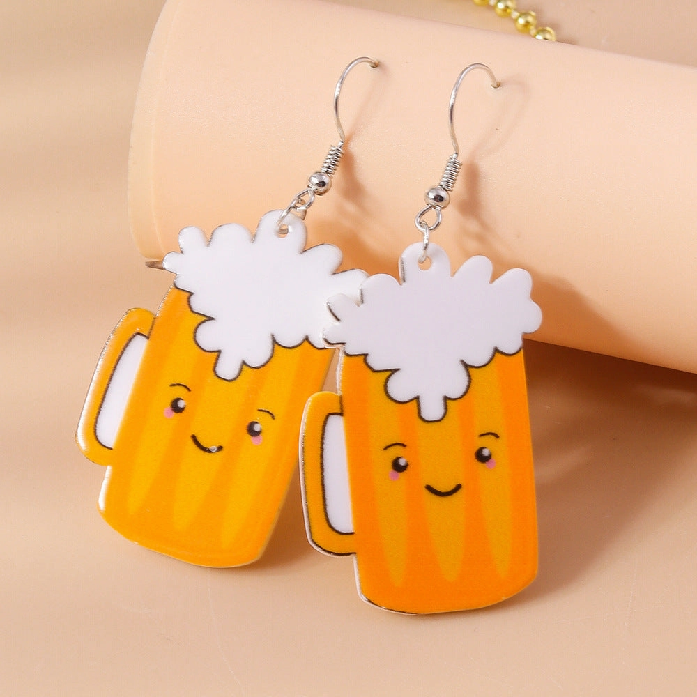 Wholesale Simulated Food Toys Milk Tea Chips Drinks  Plastic Cute Earrings
