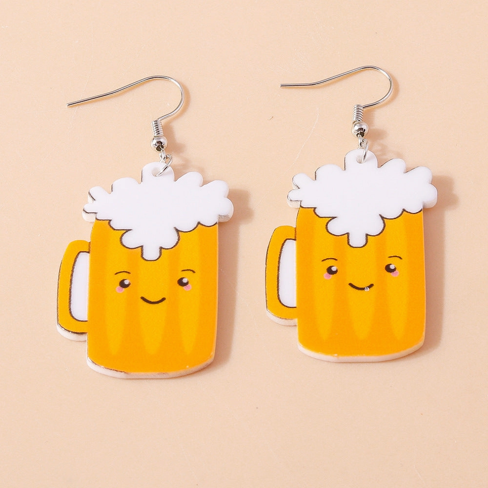 Wholesale Simulated Food Toys Milk Tea Chips Drinks  Plastic Cute Earrings
