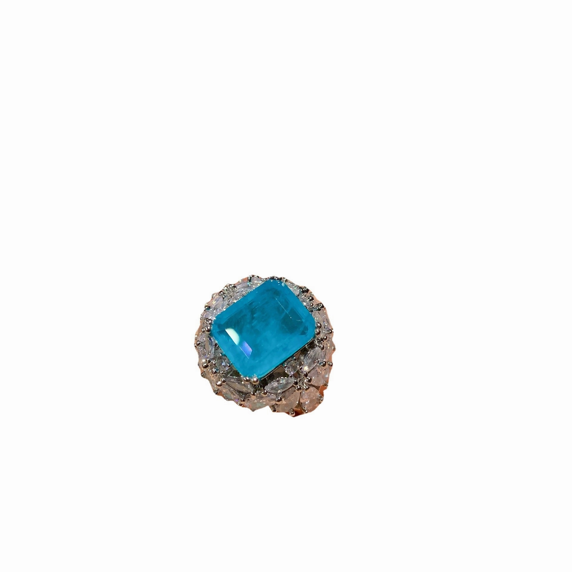 Wholesale Simulated Paraiba Ring Necklace Earrings Jewelry Set