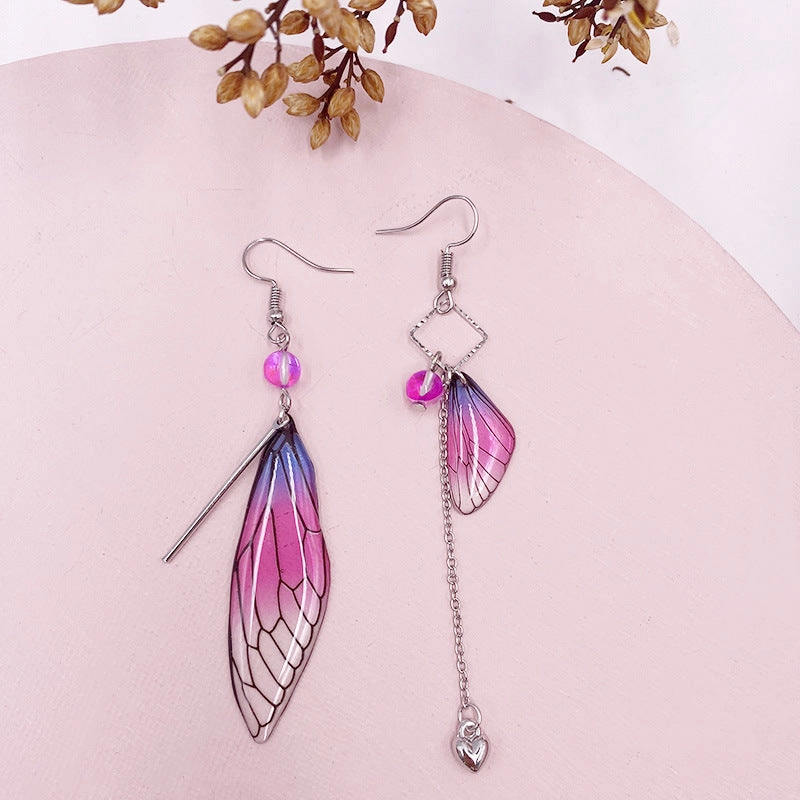 Wholesale Simulation Cicada Wing Long Tassel Earrings
