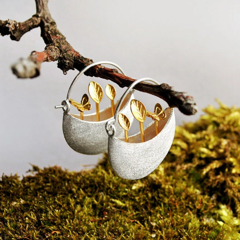 Wholesale Simulation Flower Grass Butterfly Alloy Earrings