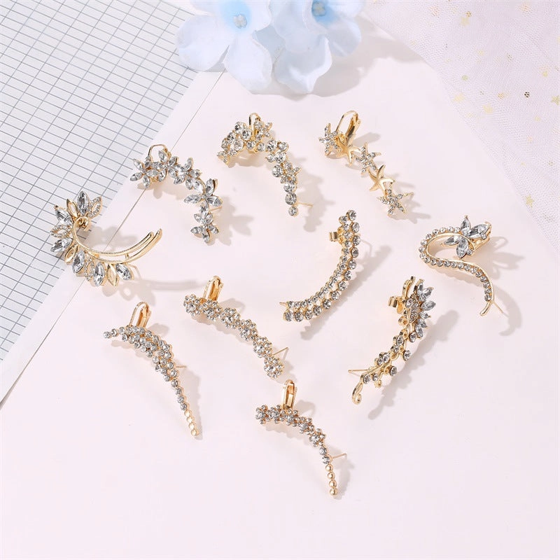 Wholesale Single Butterfly Crystal Ear Clip Alloy Earrings