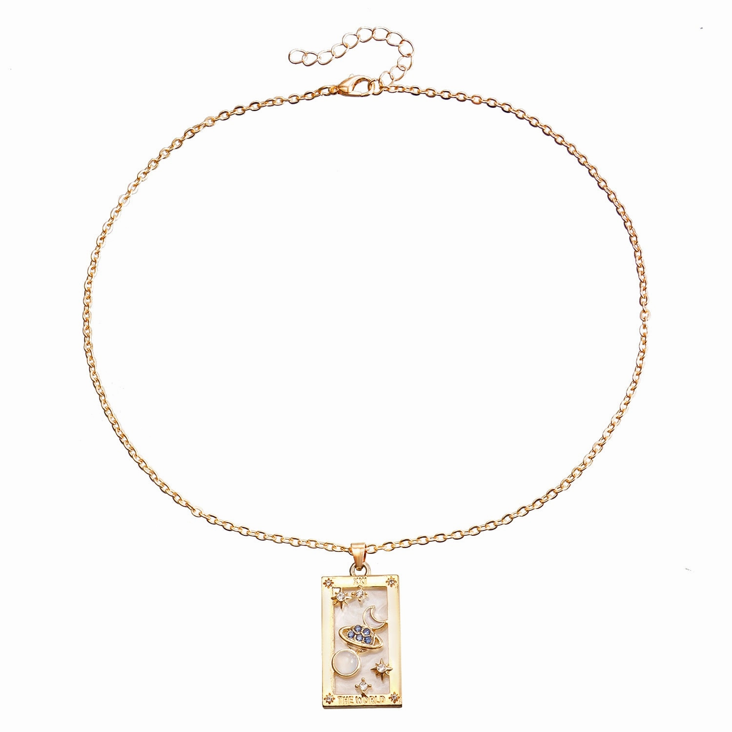 Wholesale Single Layer Metal Thin Chain Rectangular Tarot Card Square Necklace