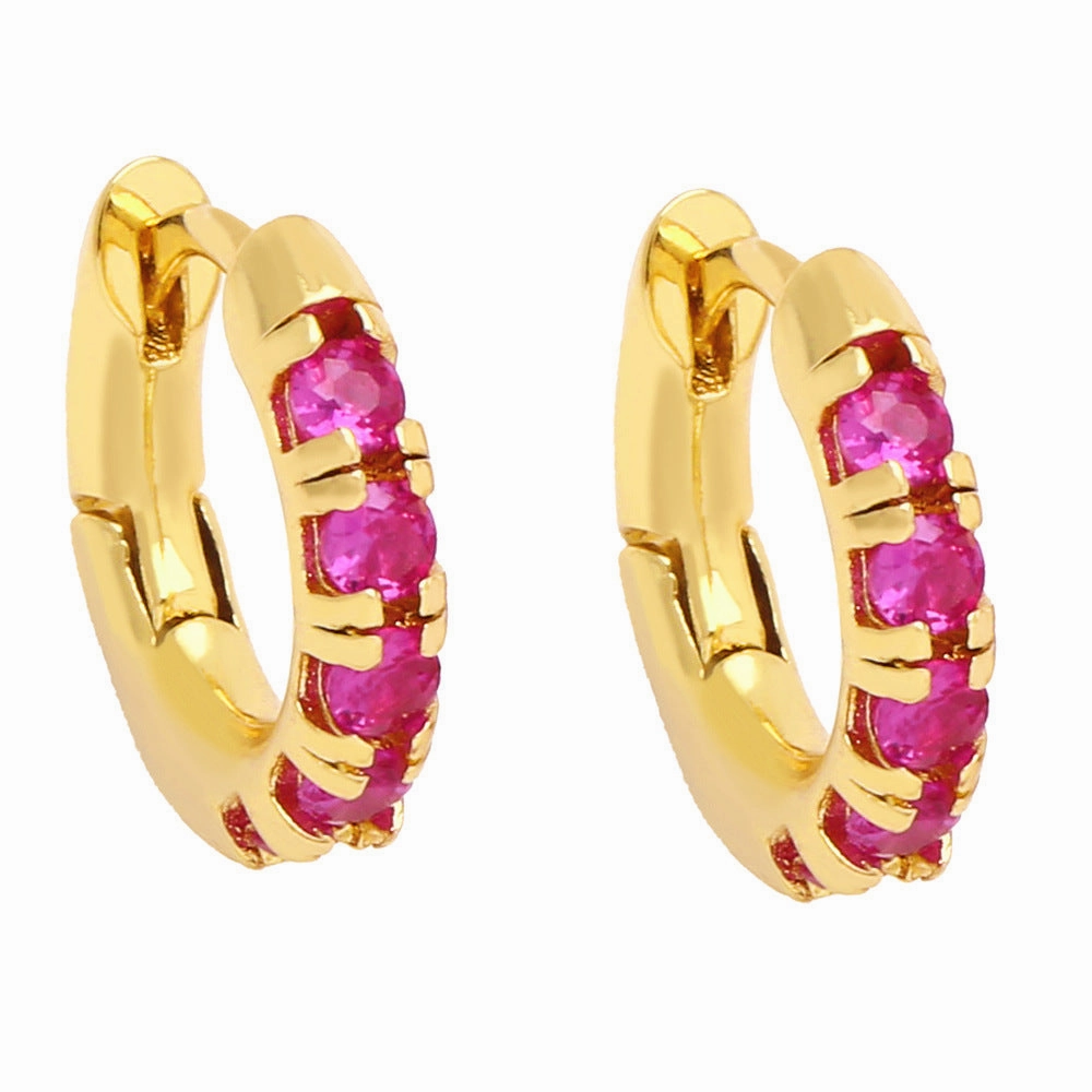 Wholesale Single Row Diamond Color Zircon Copper Ear Studs