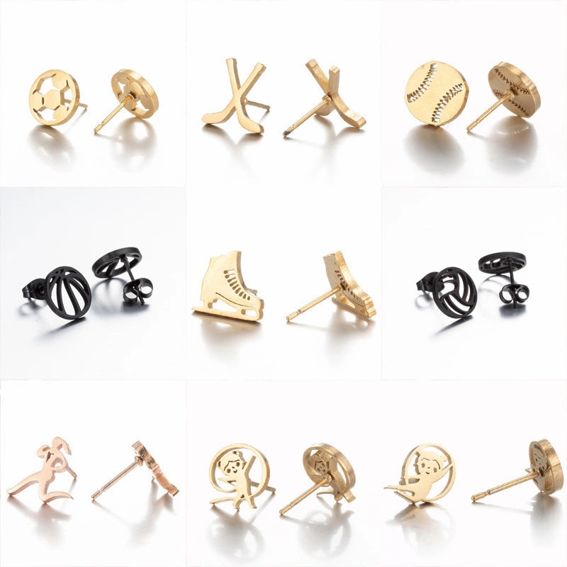 Wholesale skates sports soccer basketball stainless steel earrings