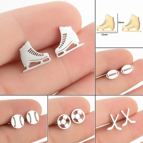 Wholesale skates sports soccer basketball stainless steel earrings