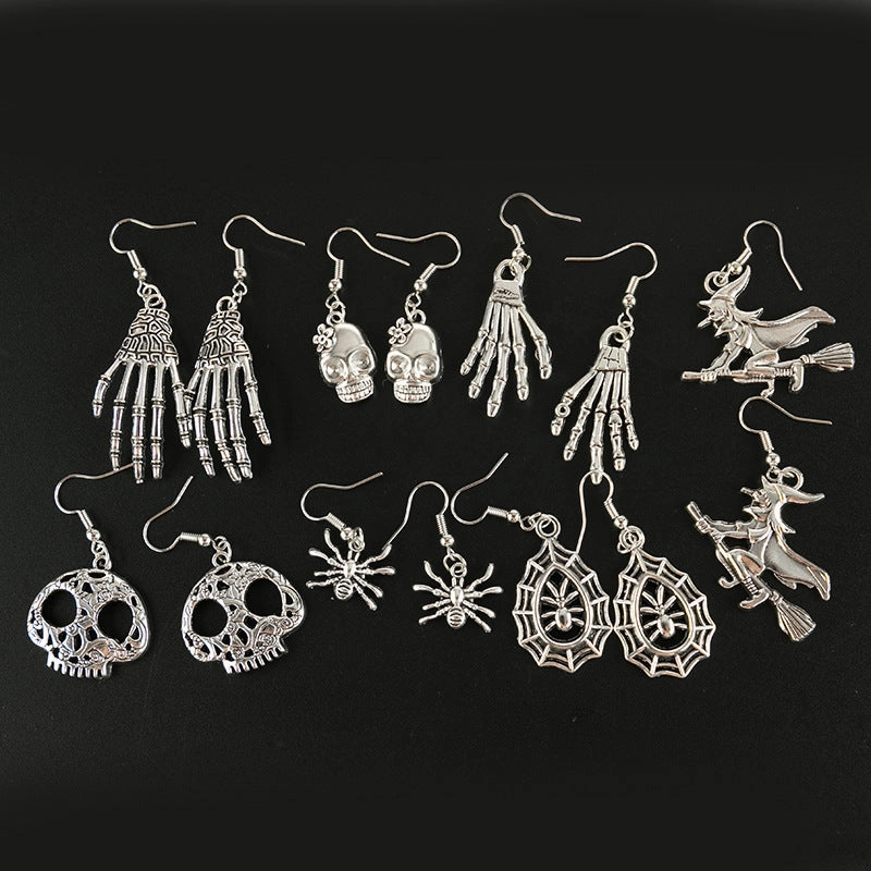 Wholesale Skeleton Knuckle Palm Eye Spider Alloy Earrings