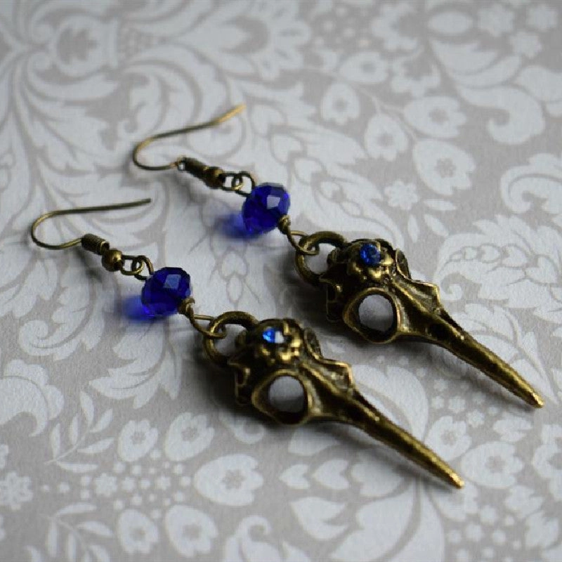 Wholesale Skull Bird Head Pendant Alloy Earrings