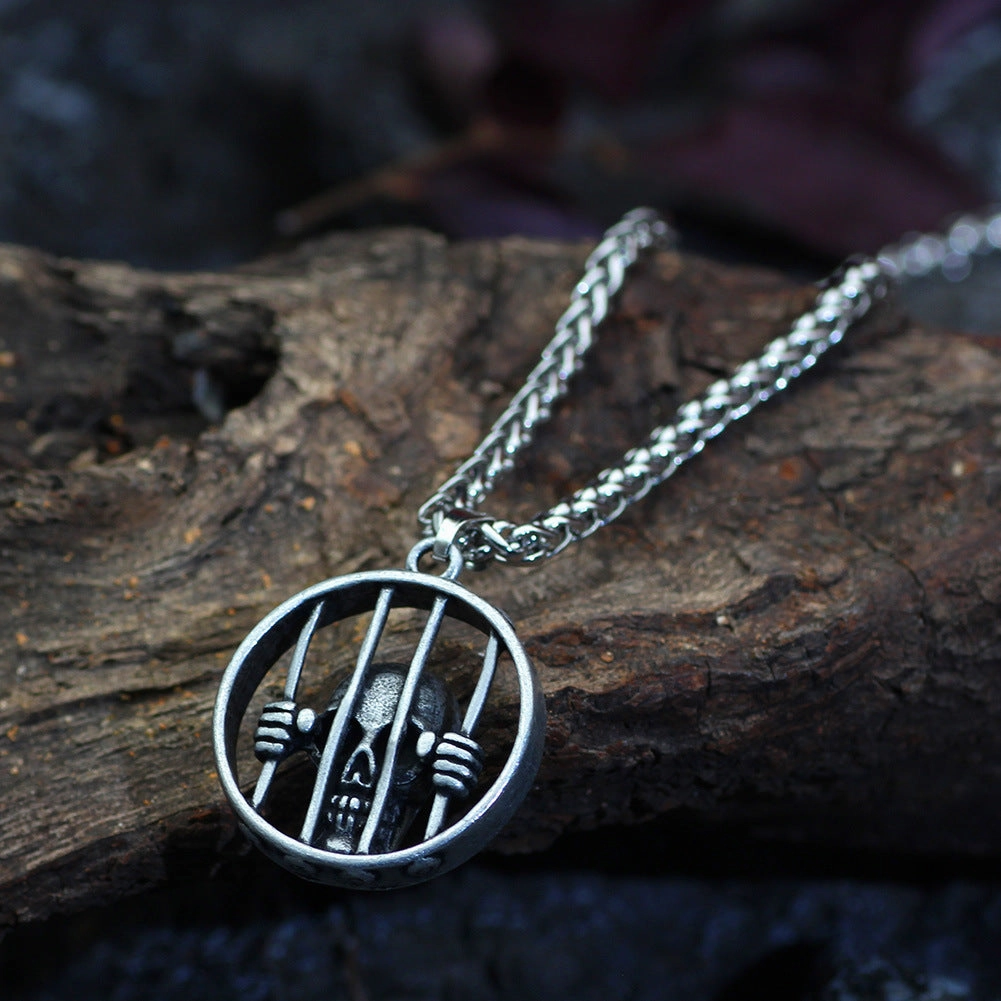 Wholesale Skull Cage Retro Men's Alloy Necklaces