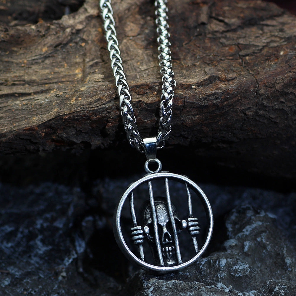 Wholesale Skull Cage Retro Men's Alloy Necklaces