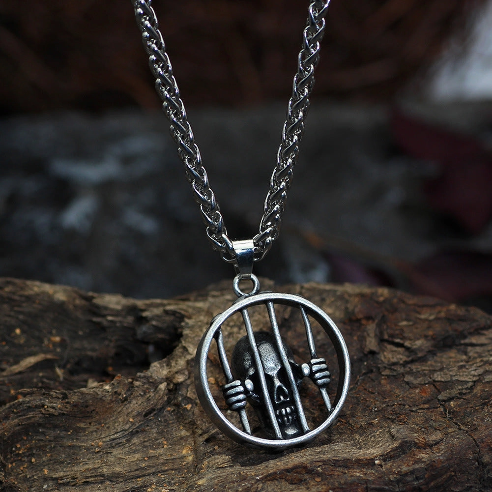 Wholesale Skull Cage Retro Men's Alloy Necklaces