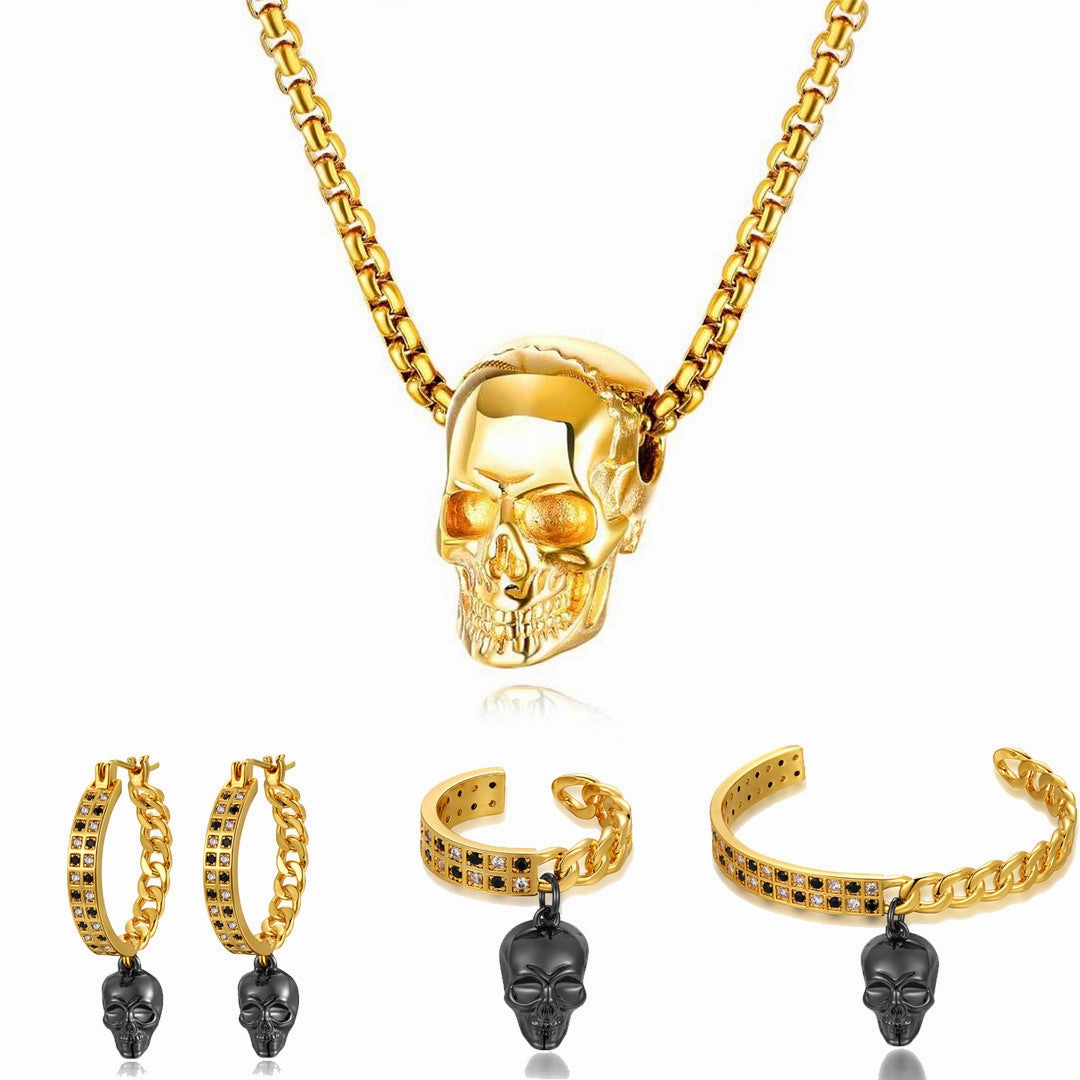 Wholesale Skull Head Titanium Steel Necklace Vintage Stainless Steel Hip Hop Men's Accessories