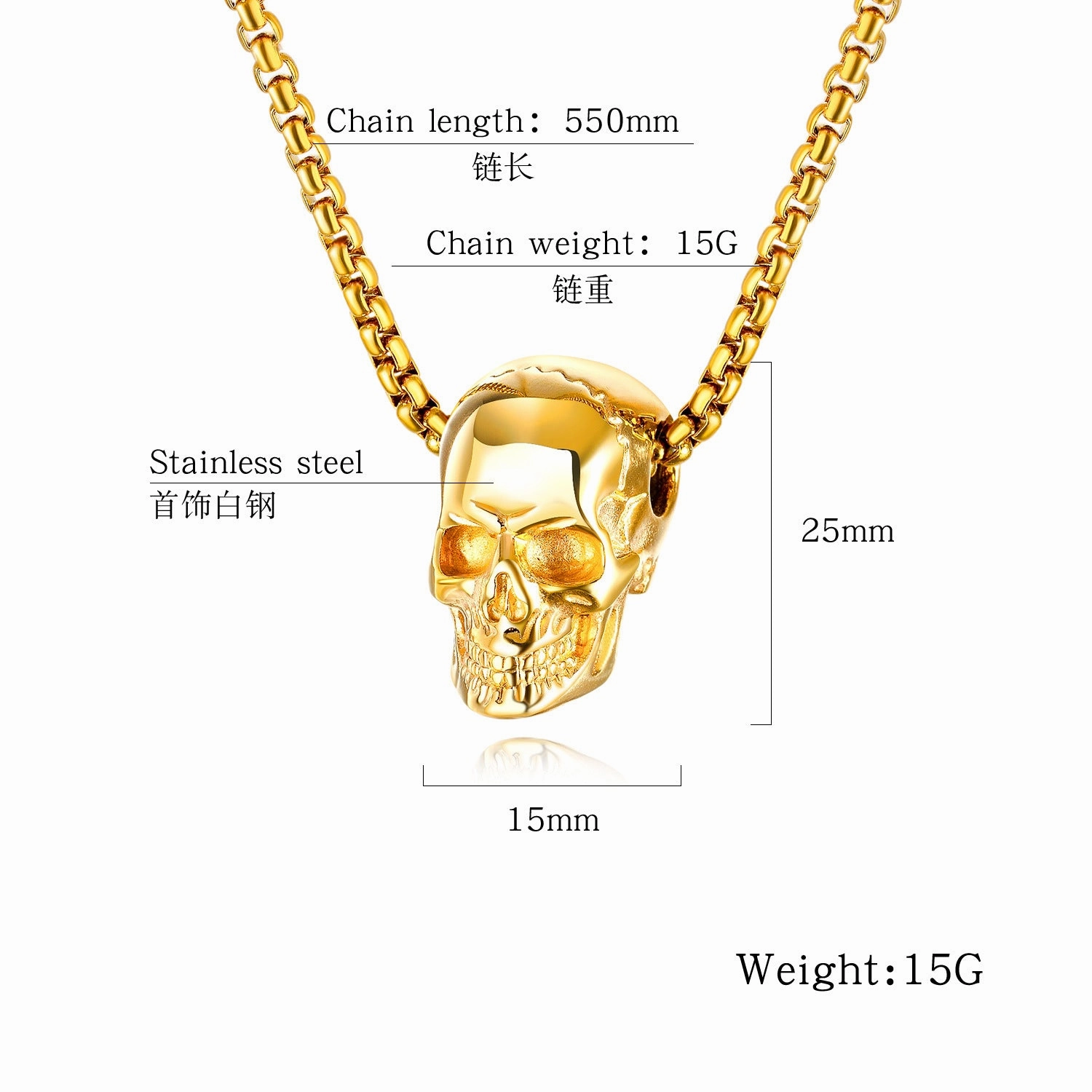 Wholesale Skull Head Titanium Steel Necklace Vintage Stainless Steel Hip Hop Men's Accessories