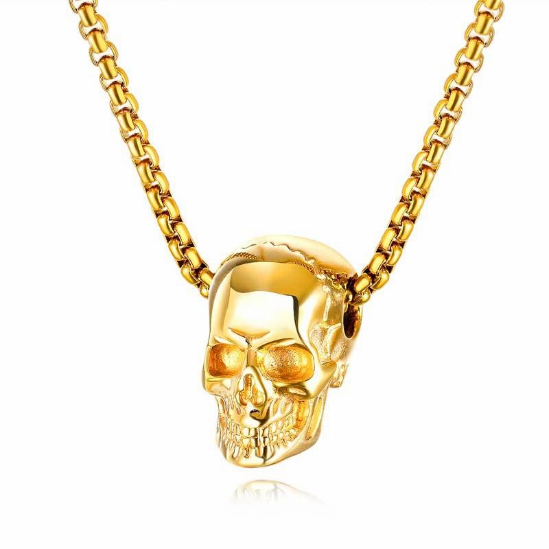 Wholesale Skull Head Titanium Steel Necklace Vintage Stainless Steel Hip Hop Men's Accessories