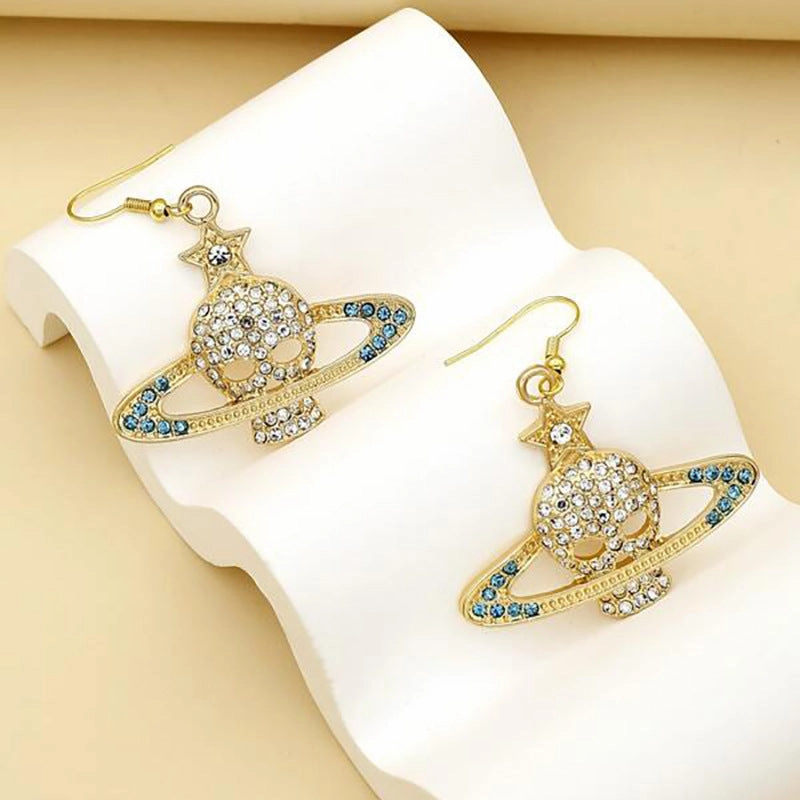 Wholesale Skull Hollow Diamond Earrings