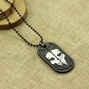Wholesale Skull Long Brand Pendant Exaggerated Punk Style Military Necklace