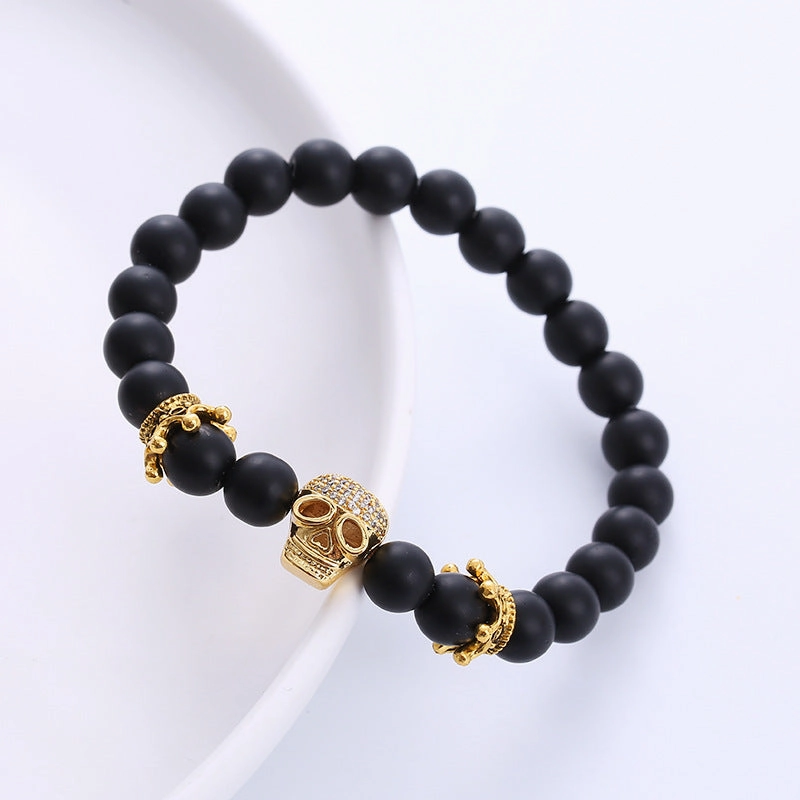 Wholesale Skull Micro Paved Rhinestone Copper Bracelet