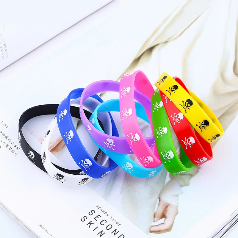 Wholesale Skull Movement Mixed Color Silicone Bracelet