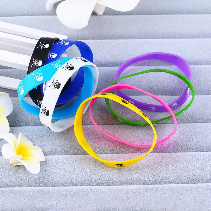 Wholesale Skull Movement Mixed Color Silicone Bracelet