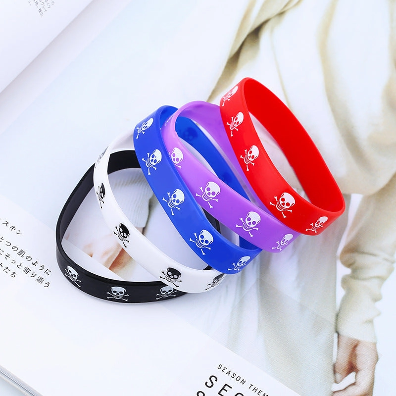 Wholesale Skull Movement Mixed Color Silicone Bracelet