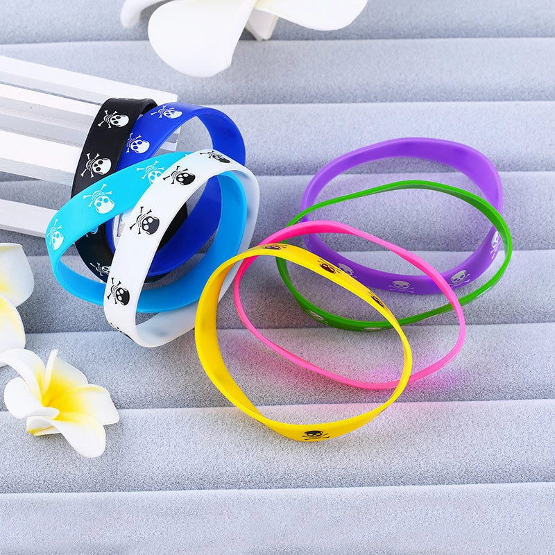 Wholesale Skull Movement Mixed Color Silicone Bracelet
