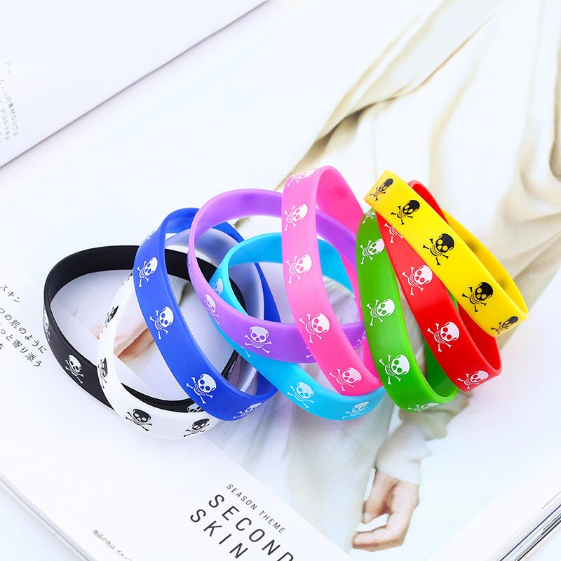 Wholesale Skull Movement Mixed Color Silicone Bracelet
