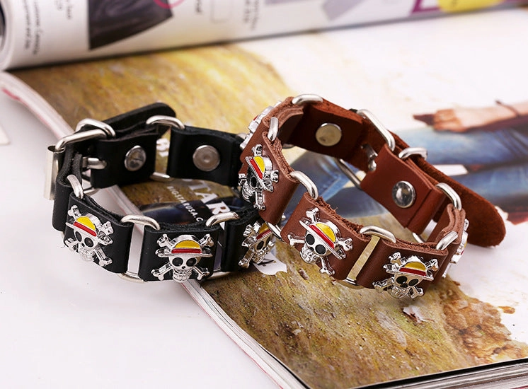 Wholesale Skull Punk Genuine Leather Men's Bracelets