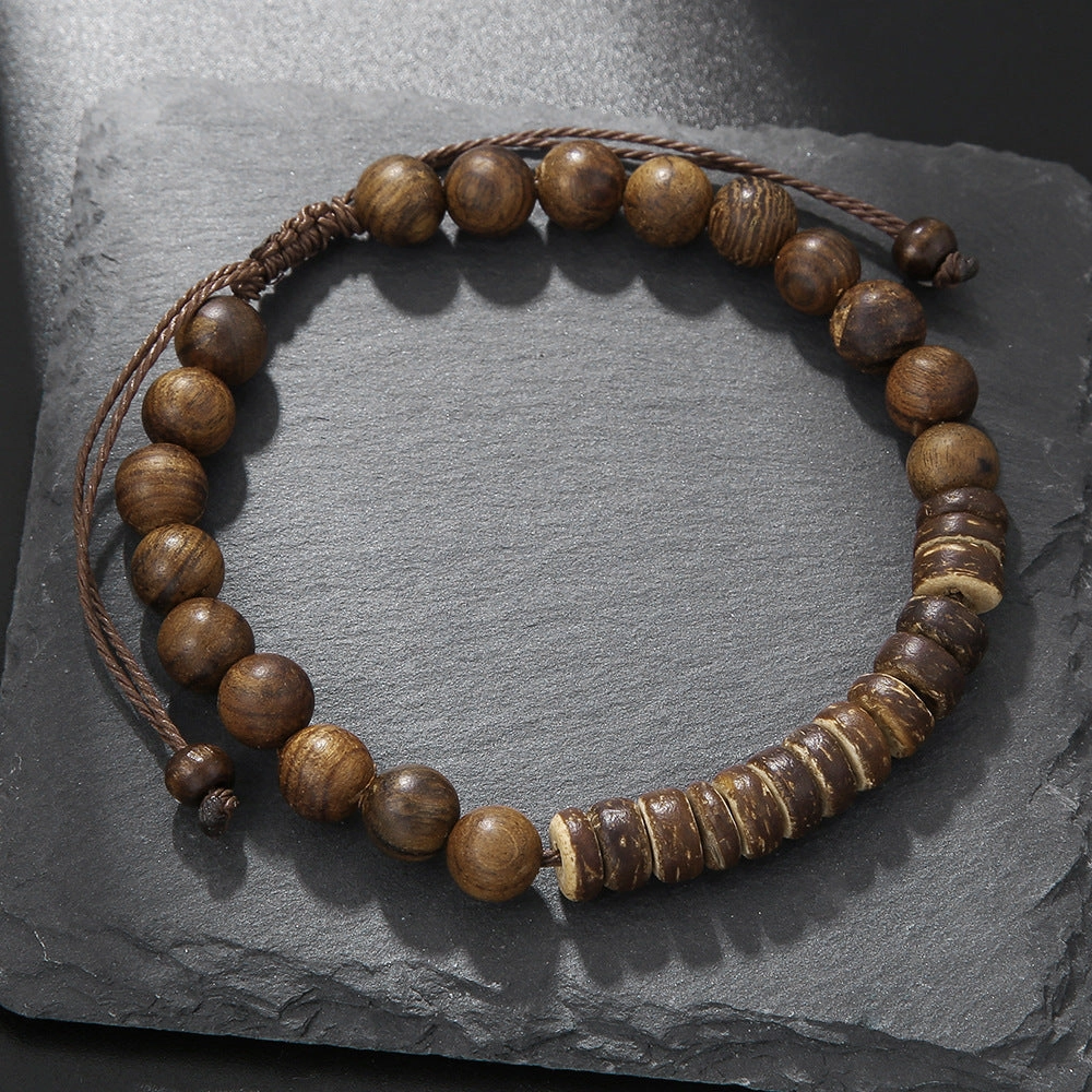 Wholesale Skull Retro Style Turquoise Wood Beads Coconut Shell Bracelet