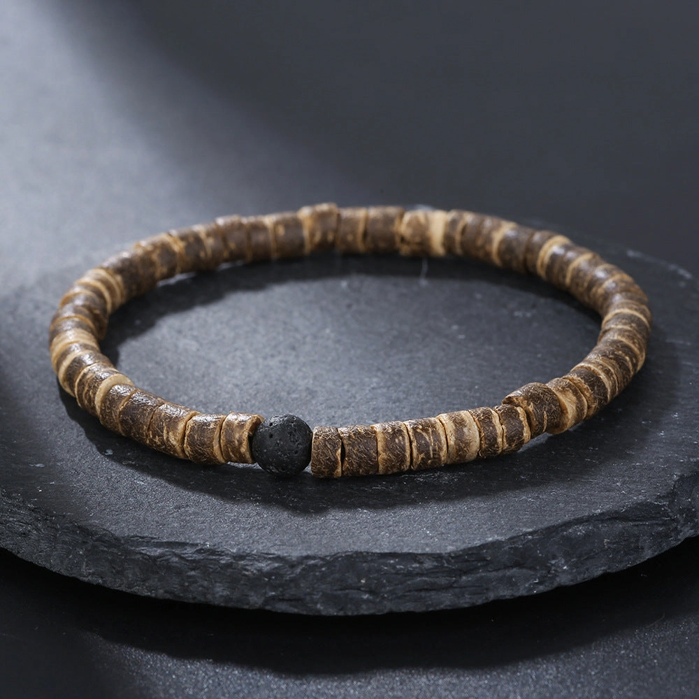 Wholesale Skull Retro Style Turquoise Wood Beads Coconut Shell Bracelet