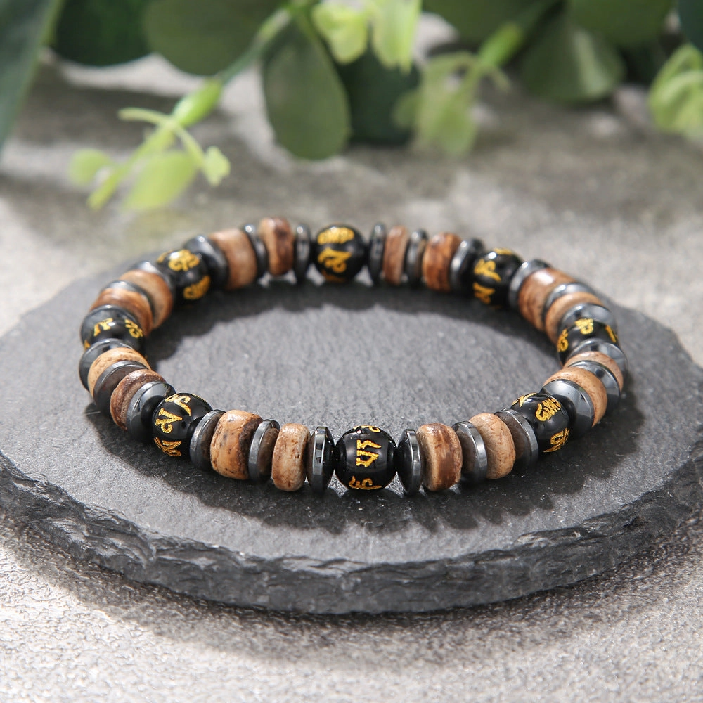 Wholesale Skull Retro Style Turquoise Wood Beads Coconut Shell Bracelet