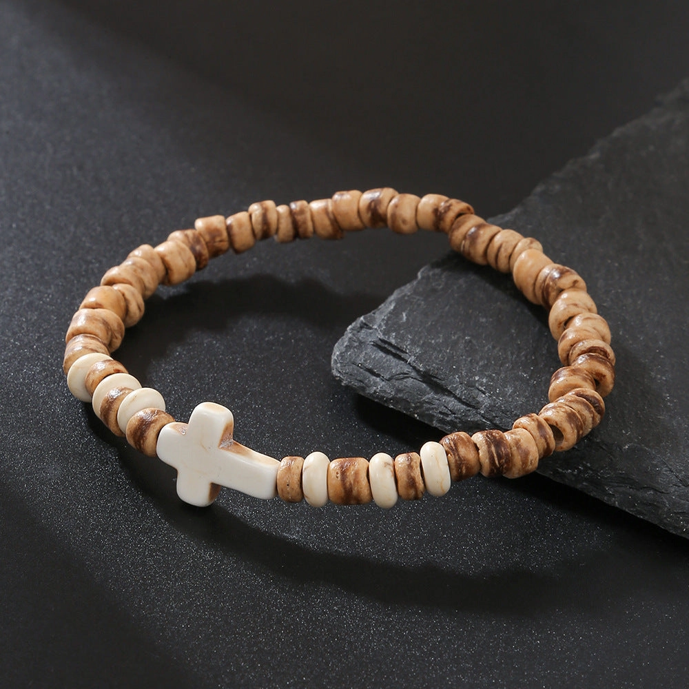 Wholesale Skull Retro Style Turquoise Wood Beads Coconut Shell Bracelet