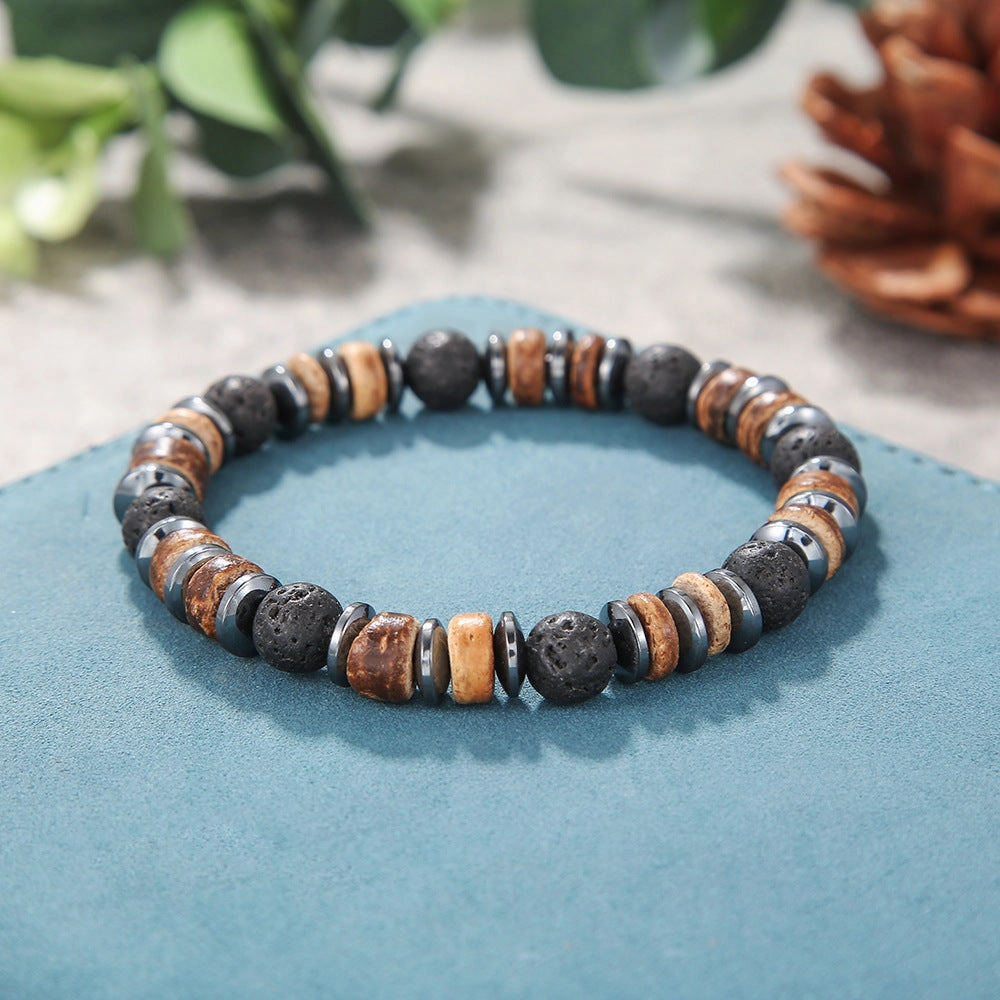 Wholesale Skull Retro Style Turquoise Wood Beads Coconut Shell Bracelet