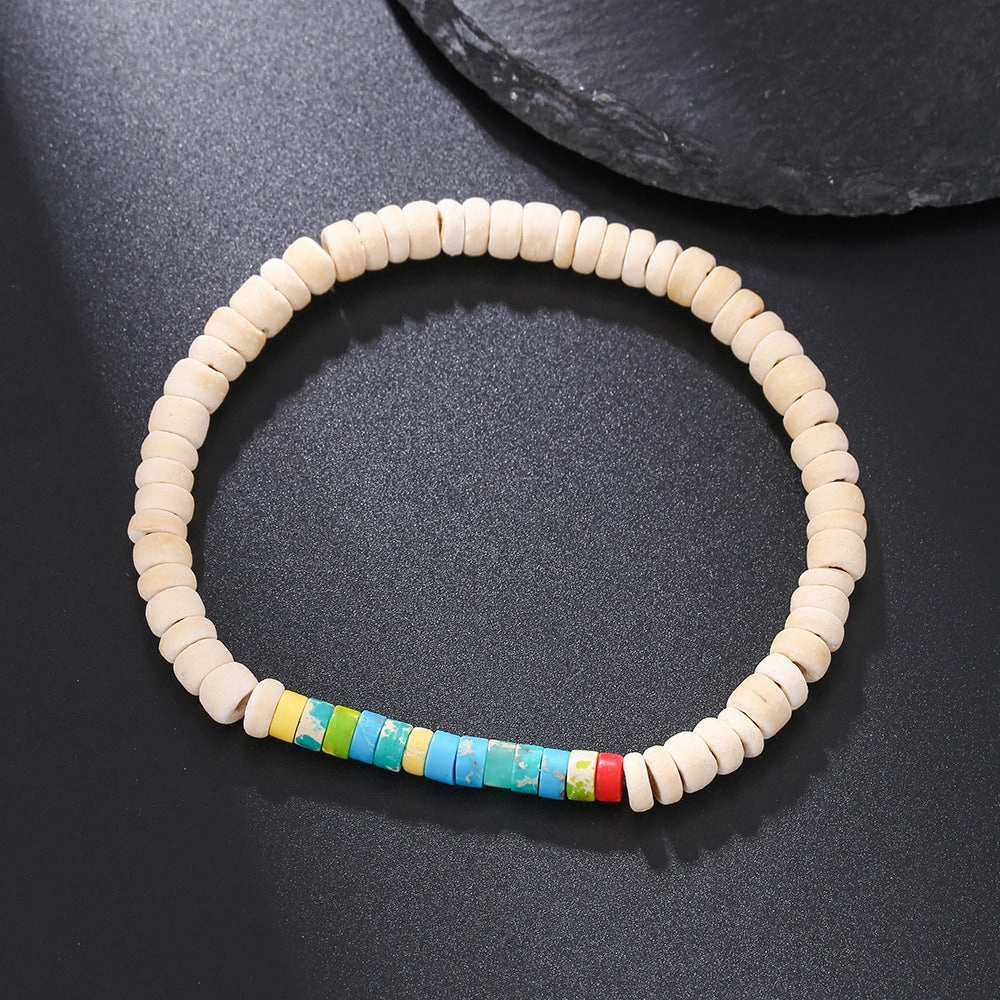 Wholesale Skull Retro Style Turquoise Wood Beads Coconut Shell Bracelet