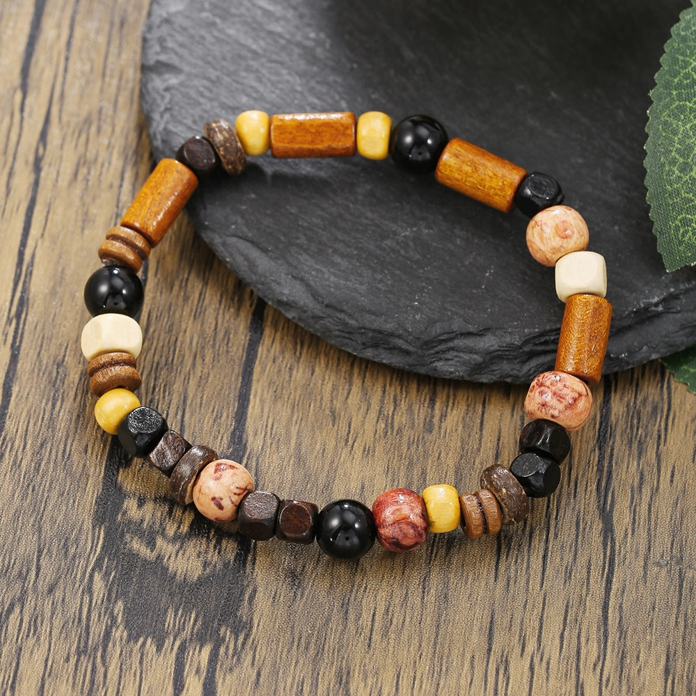 Wholesale Skull Retro Style Turquoise Wood Beads Coconut Shell Bracelet