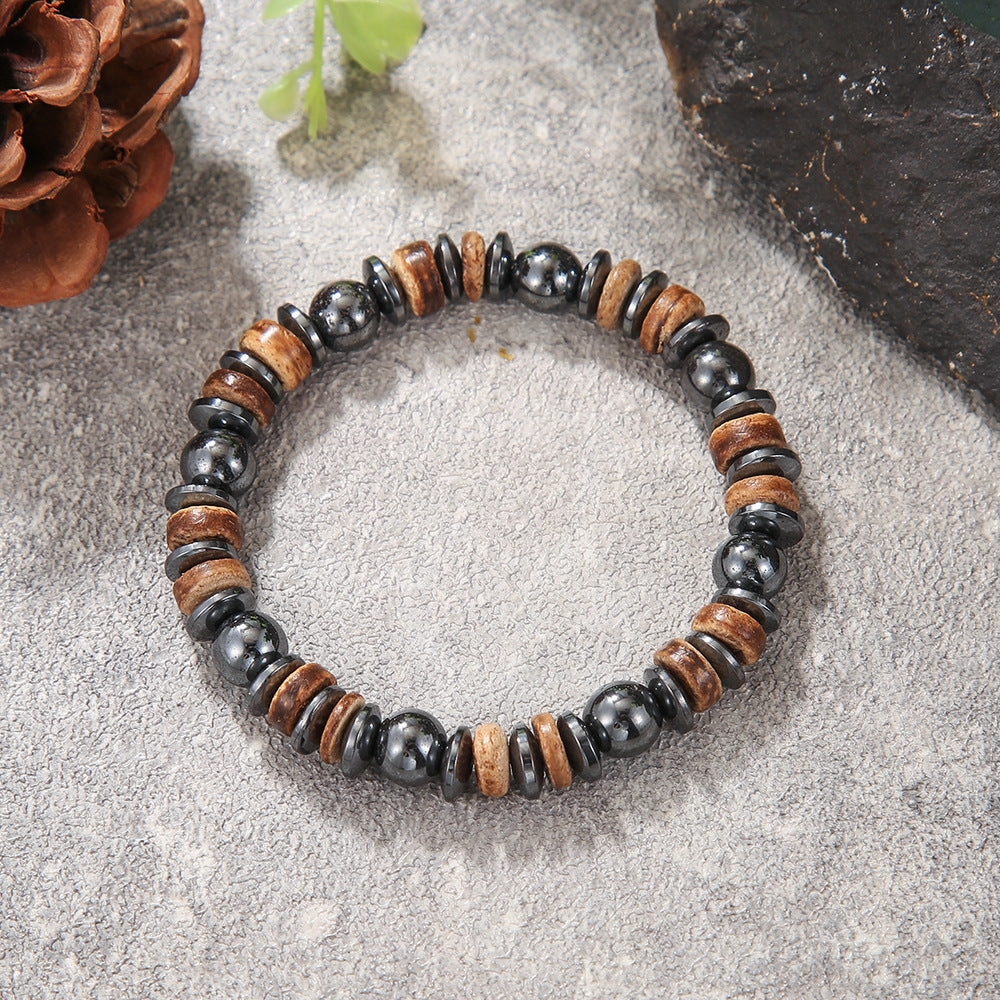 Wholesale Skull Retro Style Turquoise Wood Beads Coconut Shell Bracelet
