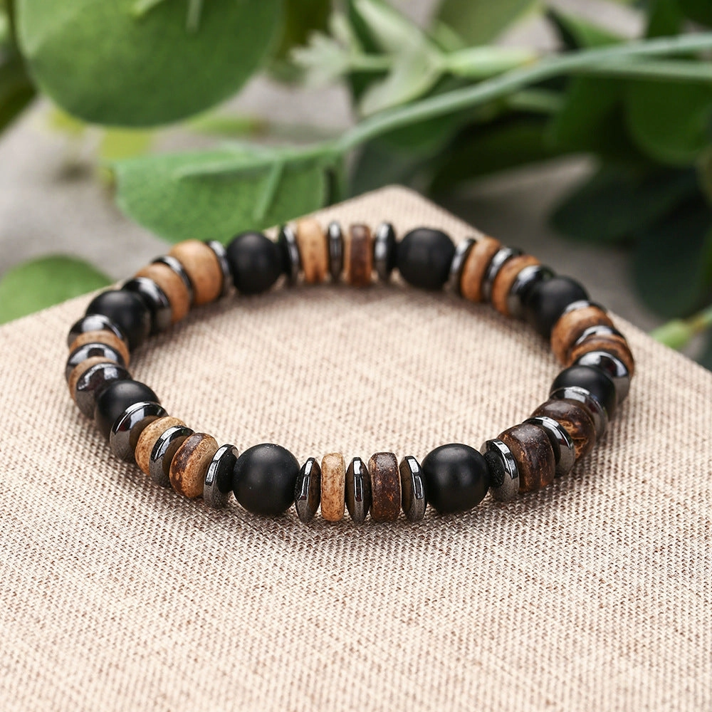 Wholesale Skull Retro Style Turquoise Wood Beads Coconut Shell Bracelet