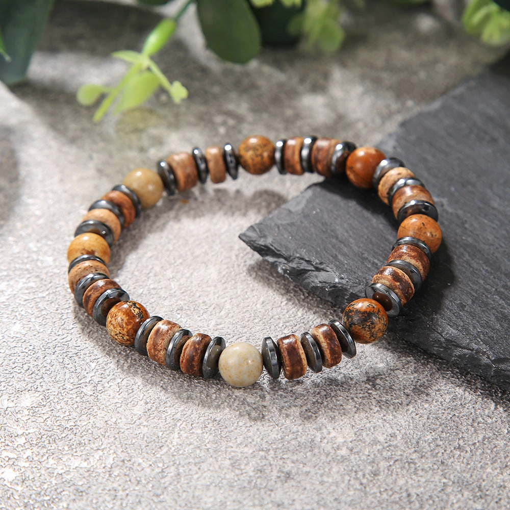 Wholesale Skull Retro Style Turquoise Wood Beads Coconut Shell Bracelet