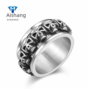 Wholesale Skull rotating stainless steel ring