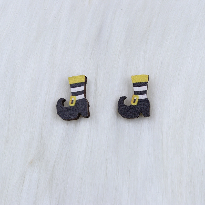 Wholesale Skull Spider Ghost Wood Earrings
