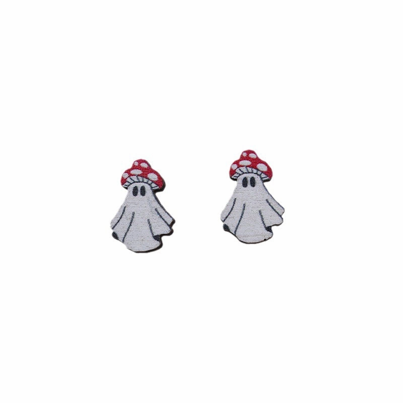 Wholesale Skull Spider Ghost Wood Earrings