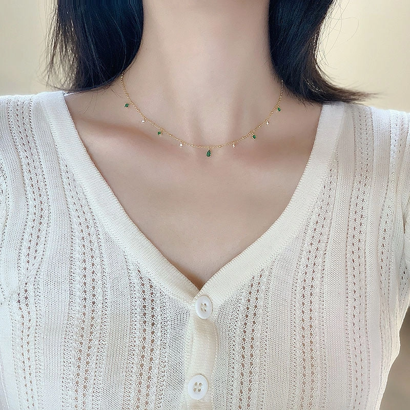 Wholesale Slim Vintage Accessories Zirconia Copper Necklace