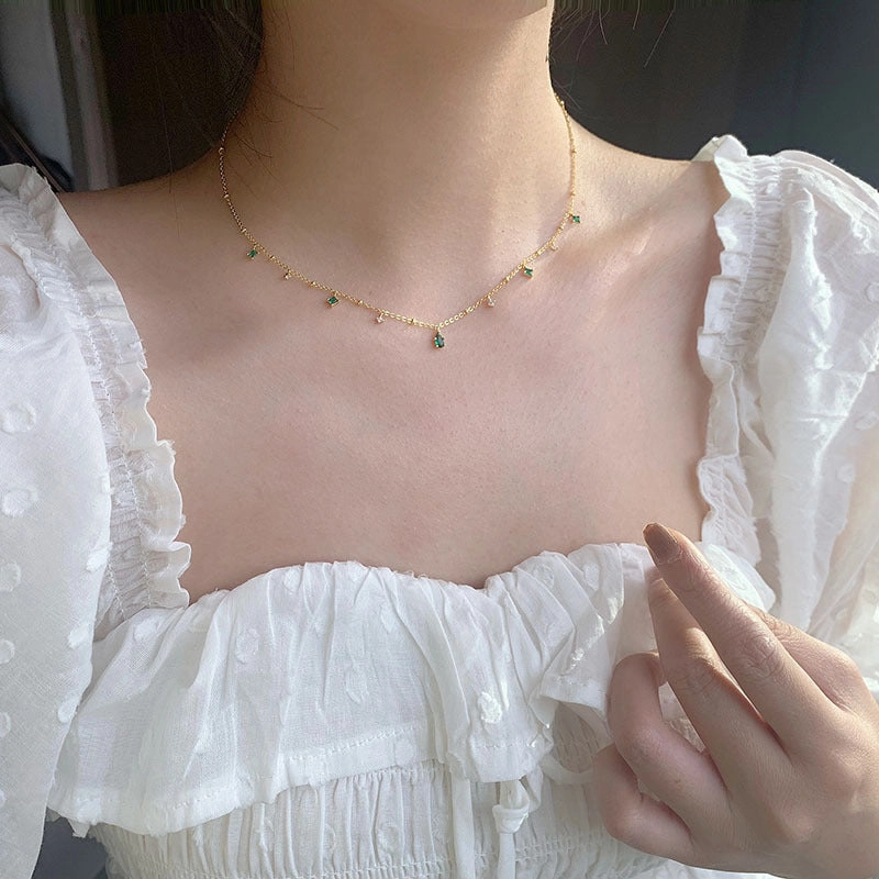Wholesale Slim Vintage Accessories Zirconia Copper Necklace
