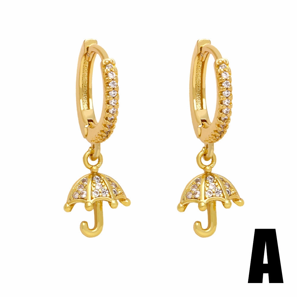 Wholesale Slipper Umbrella Pendant Copper Earrings