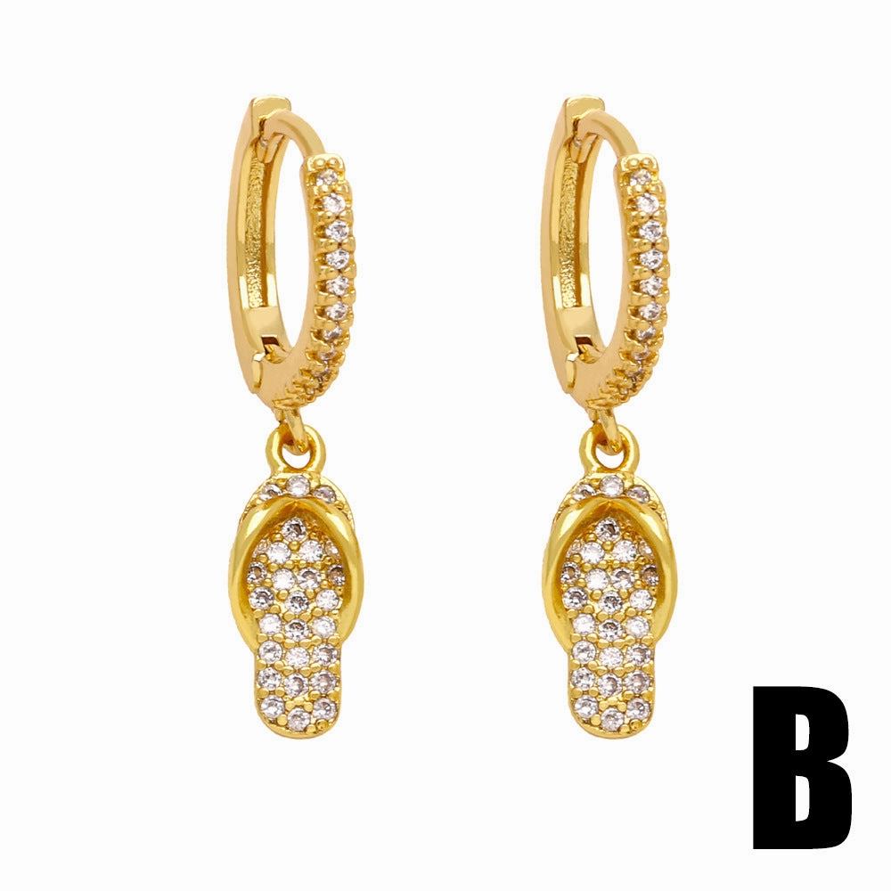 Wholesale Slipper Umbrella Pendant Copper Earrings
