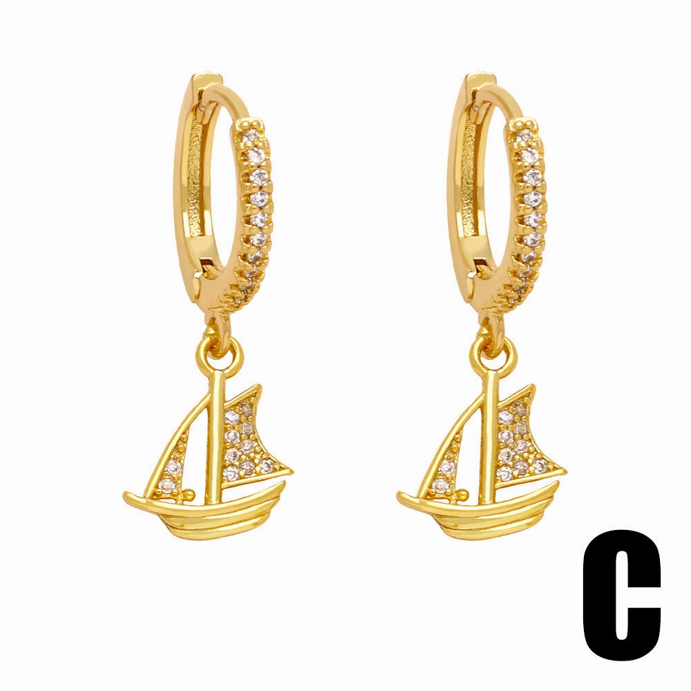 Wholesale Slipper Umbrella Pendant Copper Earrings